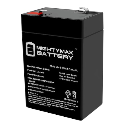 6V 4.5AH Battery Replaces LightAlarms CE1-5BL, CE1-5BS + 6V Charger